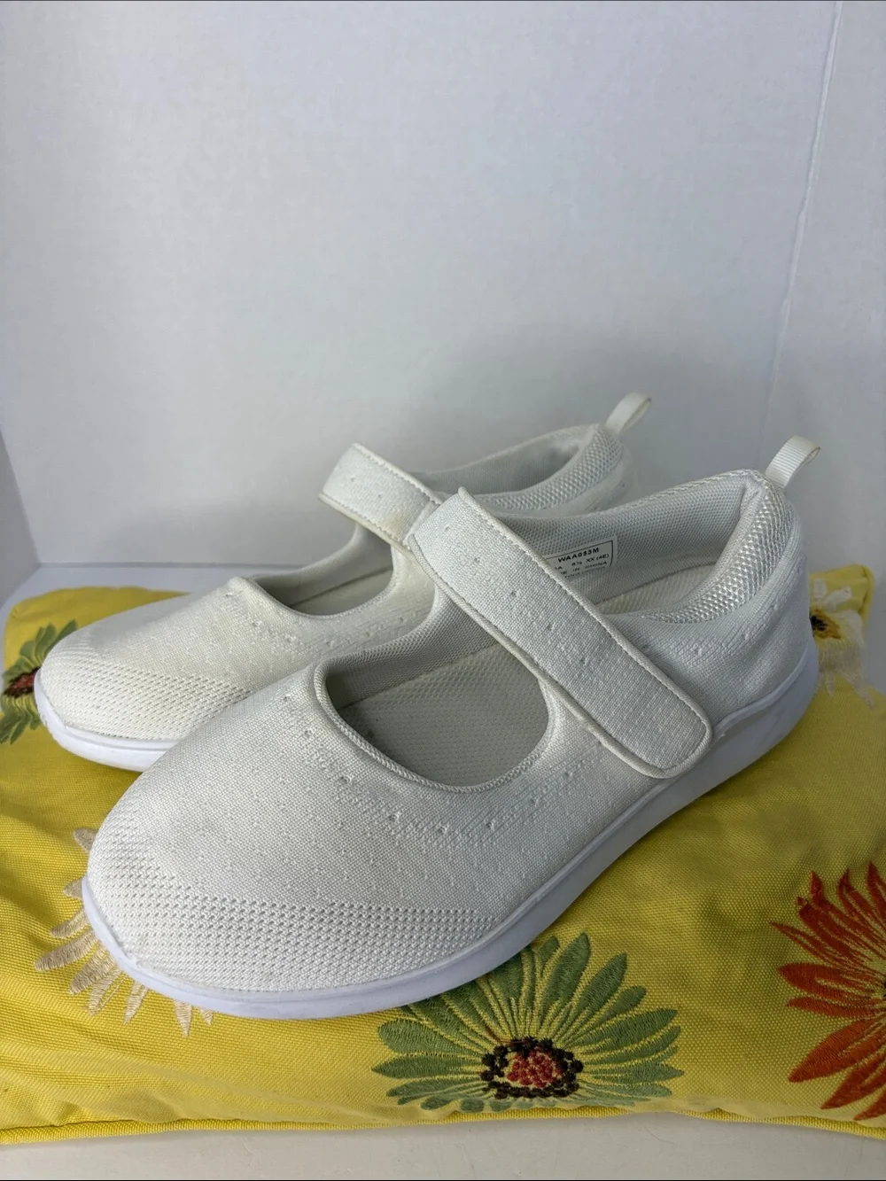 Propet TravelBound Mary Jane White Jersey Flats